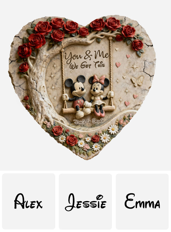 Personalized Heart Shaped Stone with Mickey & Minnie Custom Name Gift for Couples Heart Shaped Stone GradoCreations