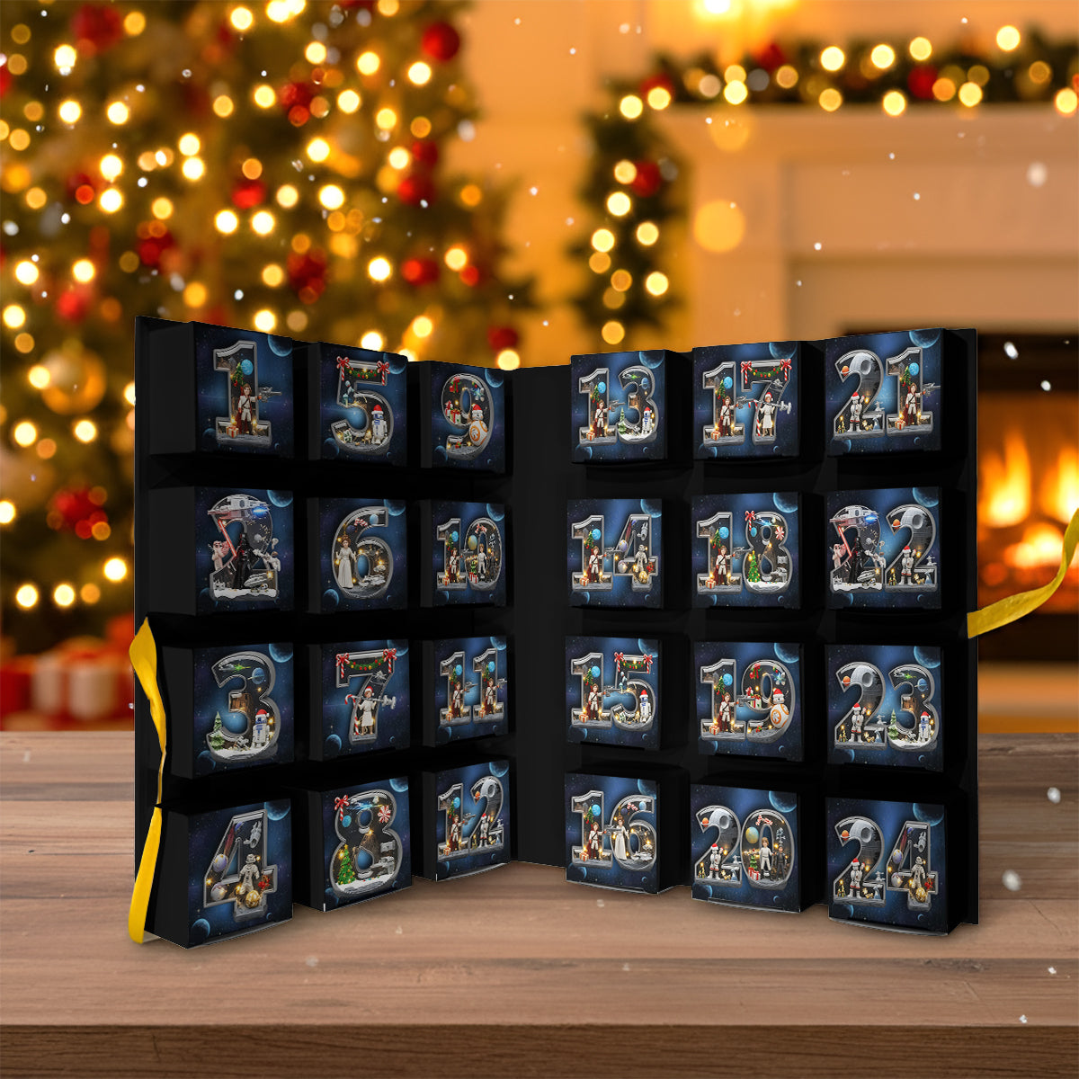 Personalized Advent Calendar with 24 Acrylic Ornaments for Christmas Folded Advent Calendar With Ornaments GradoCreations