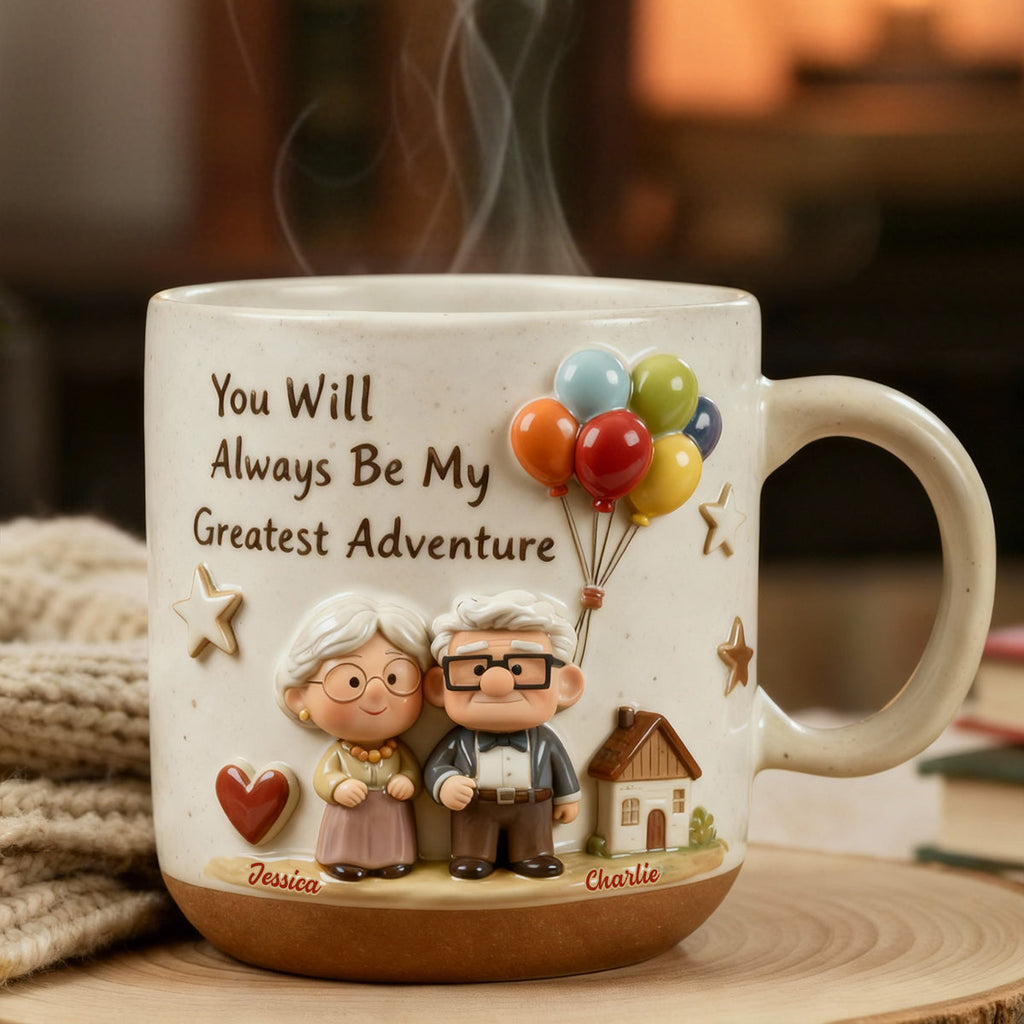 Personalized Printed Pottery Mug Unique Couple Gift Adventure Printed Pottery Mug GradoCreations