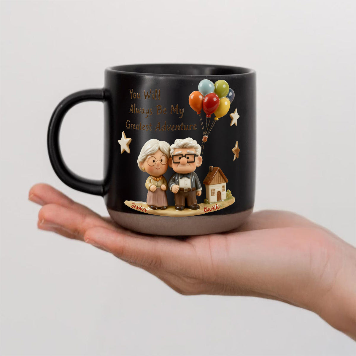 Personalized Printed Pottery Mug Unique Couple Gift Adventure Printed Pottery Mug GradoCreations