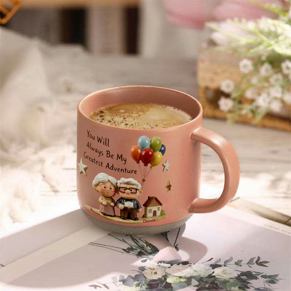 Personalized Printed Pottery Mug Unique Couple Gift Adventure Printed Pottery Mug GradoCreations