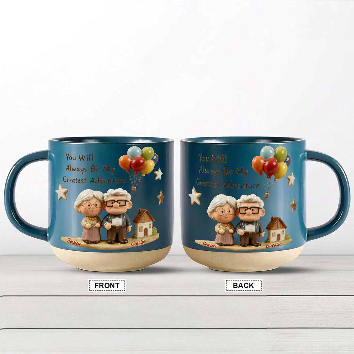 Personalized Printed Pottery Mug Unique Couple Gift Adventure Printed Pottery Mug GradoCreations