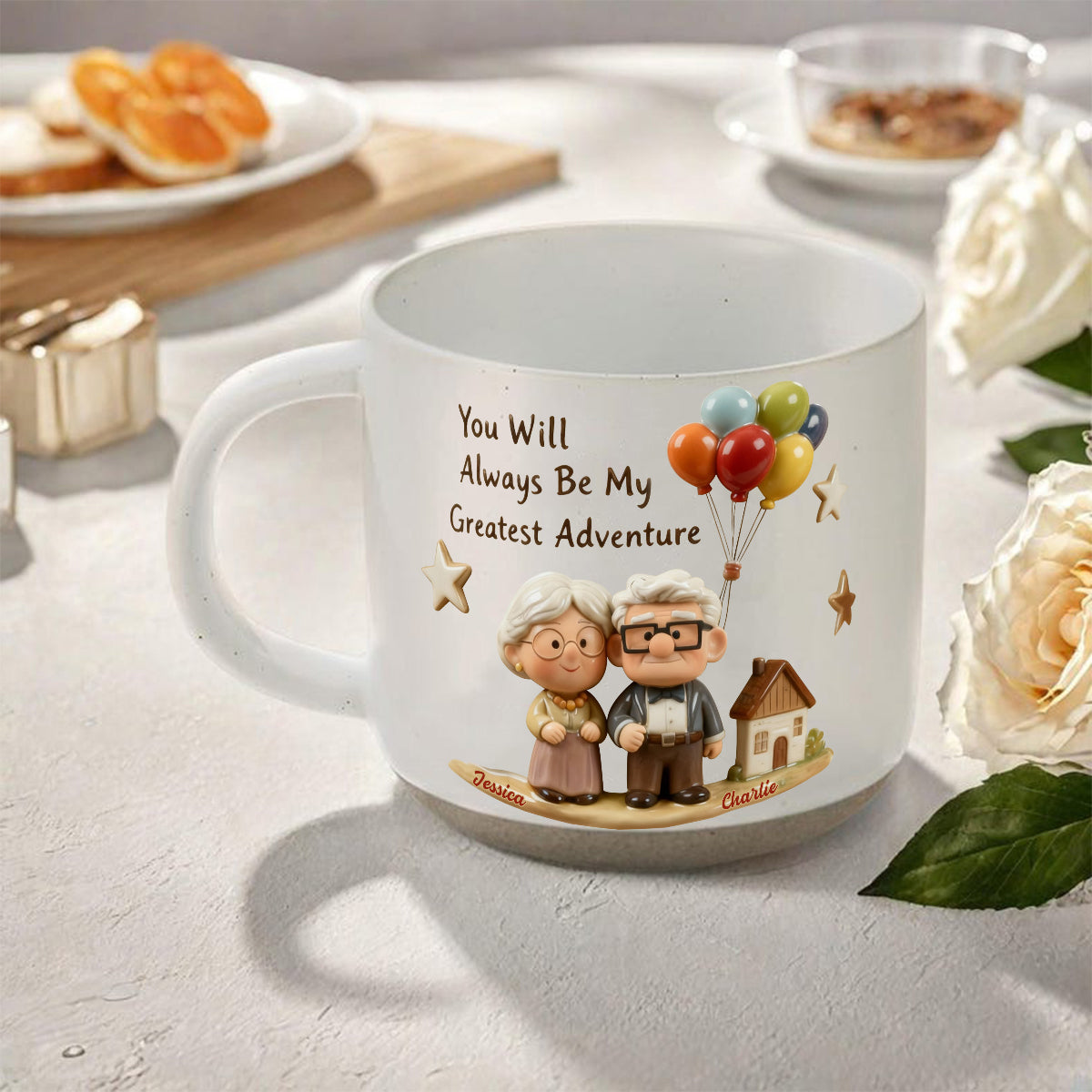 Personalized Printed Pottery Mug Unique Couple Gift Adventure Printed Pottery Mug GradoCreations