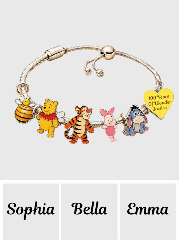 Personalized Adjustable Charm Bracelet 100 Years of Wonder Gift Adjustable Charm Bracelet GradoCreations