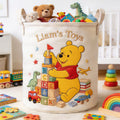Personalized Yellow Bear Storage Basket for Kids | Custom Name Toy Organizer Laundry Basket GradoCreations