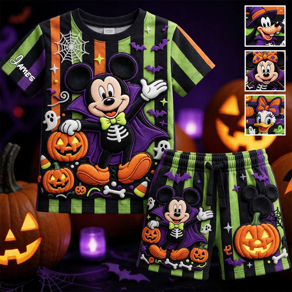 Personalized Halloween Mickey Mouse T-Shirt & Shorts Set for Kids Kid T-shirt & Shorts GradoCreations