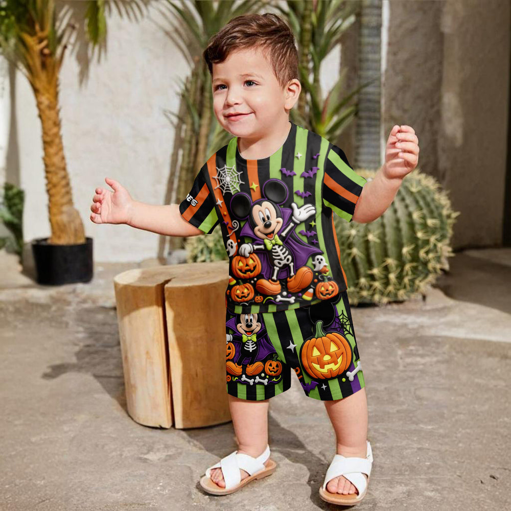 Personalized Halloween Mickey Mouse T-Shirt & Shorts Set for Kids Kid T-shirt & Shorts GradoCreations