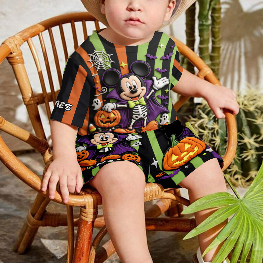 Personalized Halloween Mickey Mouse T-Shirt & Shorts Set for Kids Kid T-shirt & Shorts GradoCreations