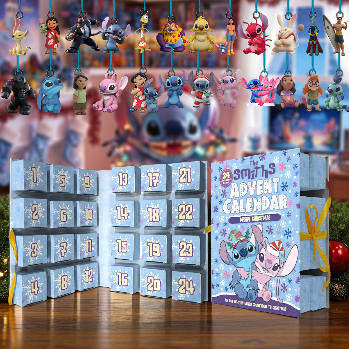 Personalized Advent Calendar with 24 Acrylic Ornaments for Kids Folded Advent Calendar With Ornaments GradoCreations