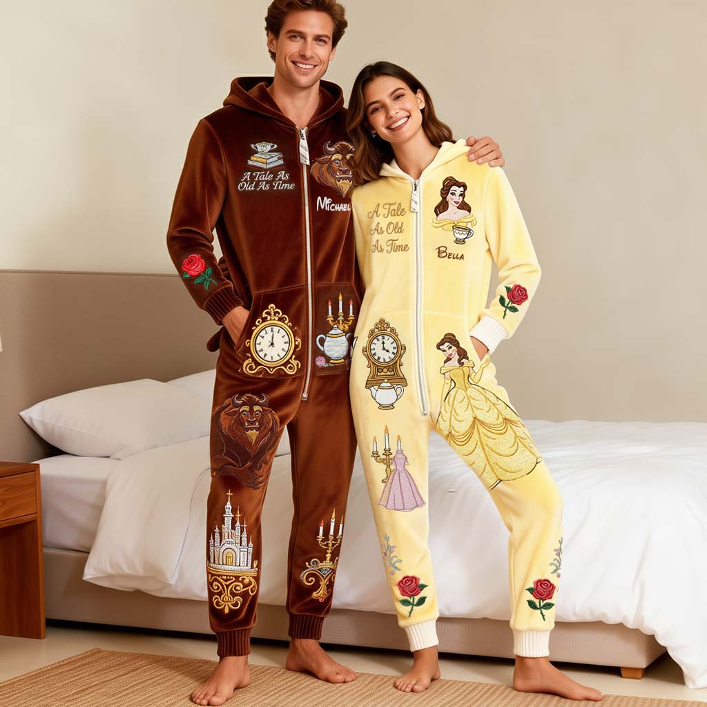 Personalized Beauty And The Beast Hooded Jumpsuit Custom Gift Hooded Jumpsuit GradoCreations