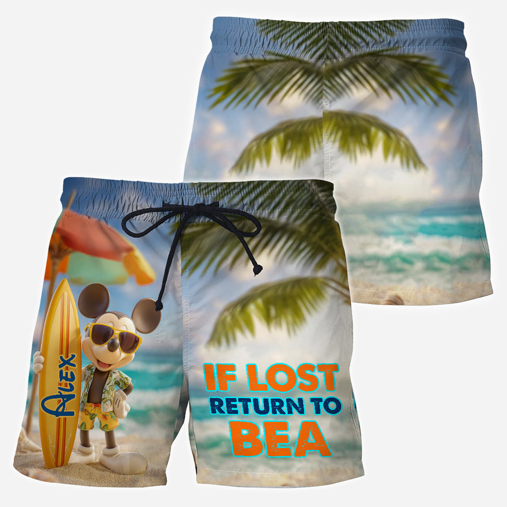Personalized Tropical Hawaiian Beach Shorts for Couples - Custom Name Matching Set Men Shorts & Women Shorts GradoCreations