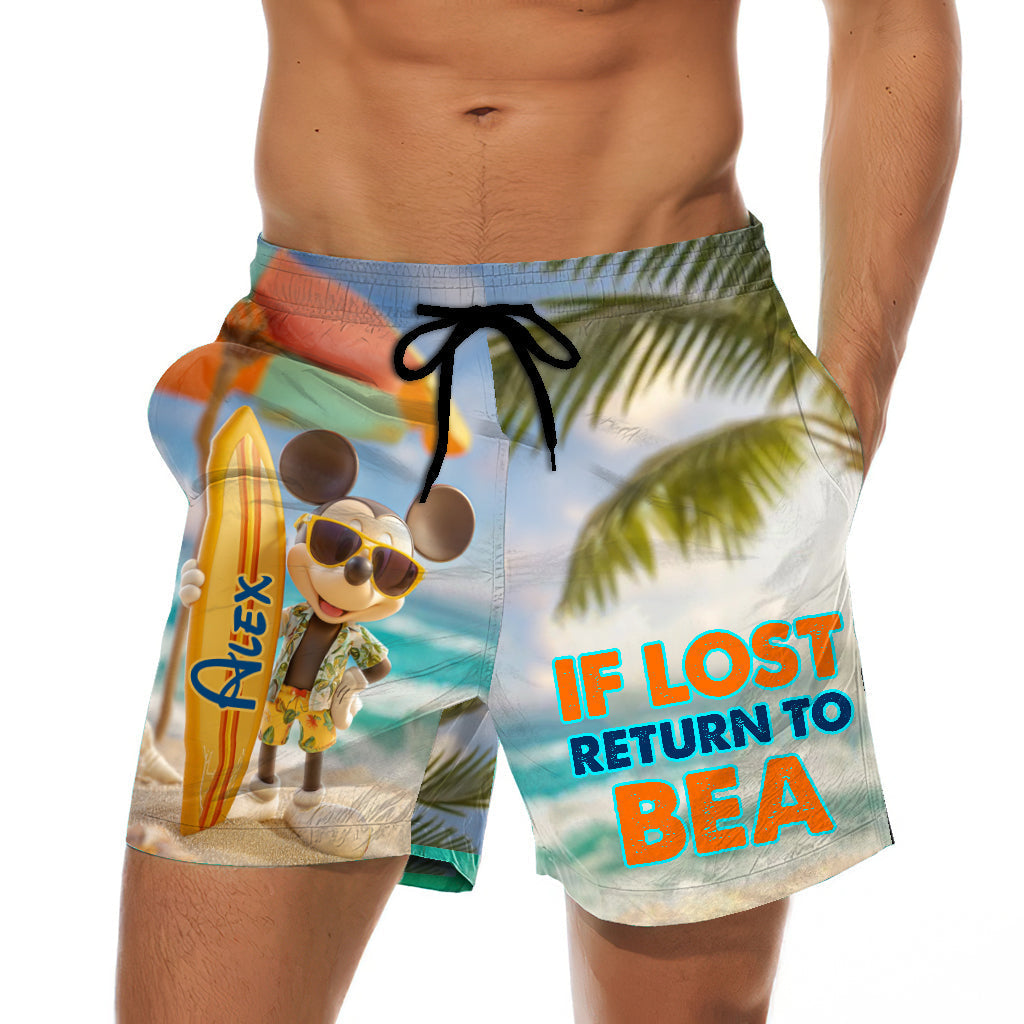 Personalized Tropical Hawaiian Beach Shorts for Couples - Custom Name Matching Set Men Shorts & Women Shorts GradoCreations