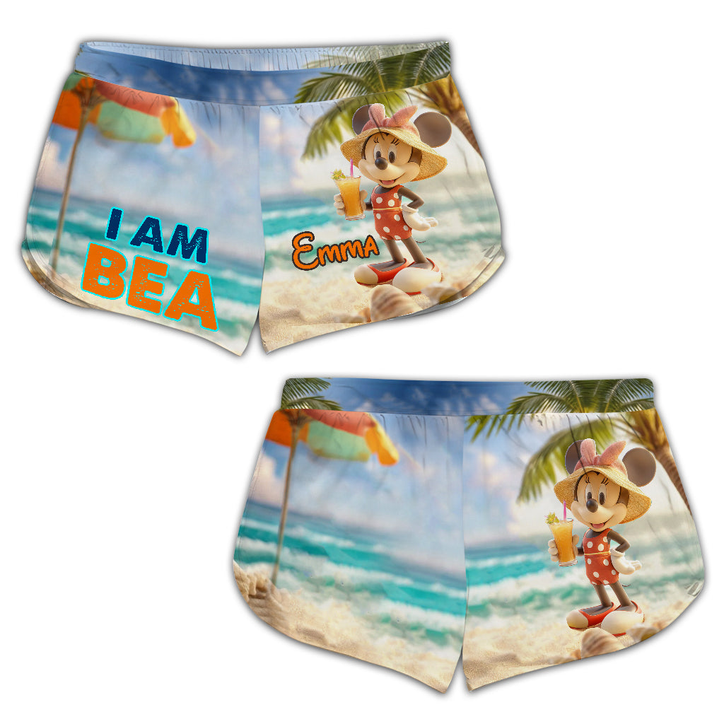 Personalized Tropical Hawaiian Beach Shorts for Couples - Custom Name Matching Set Men Shorts & Women Shorts GradoCreations