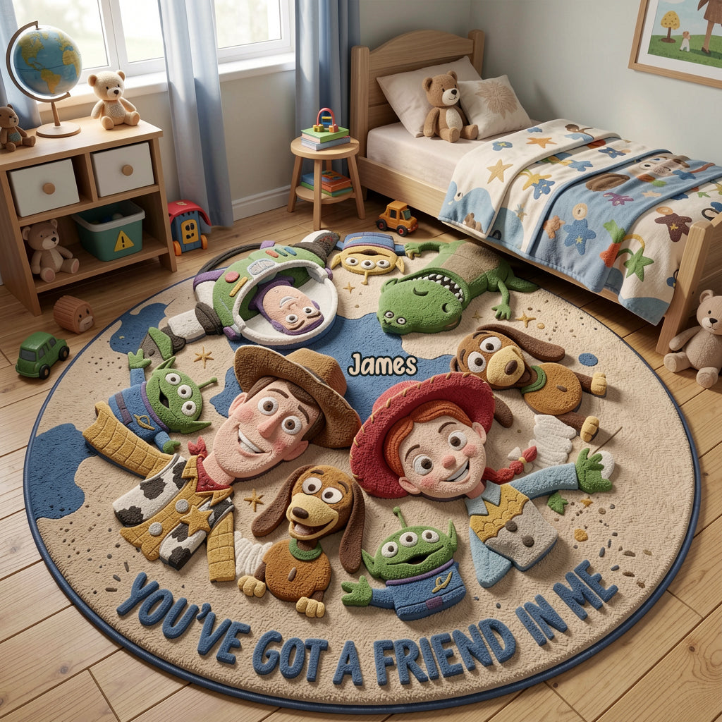 Personalized You've Got A Friend In Me Rug for Kids - Non-Slip Tufted Round Mat Non-Slip Tufted Rug GradoCreations
