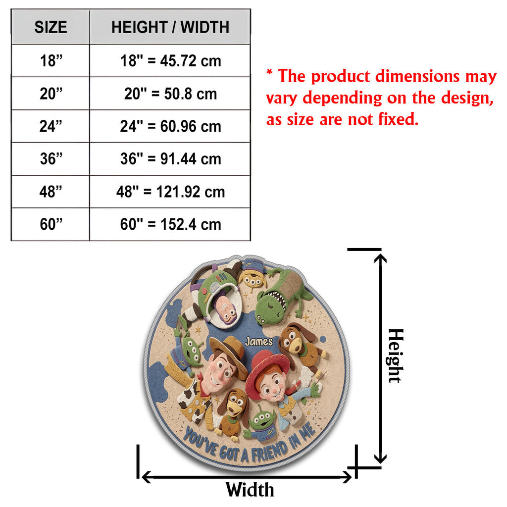 Personalized You've Got A Friend In Me Rug for Kids - Non-Slip Tufted Round Mat Non-Slip Tufted Rug GradoCreations