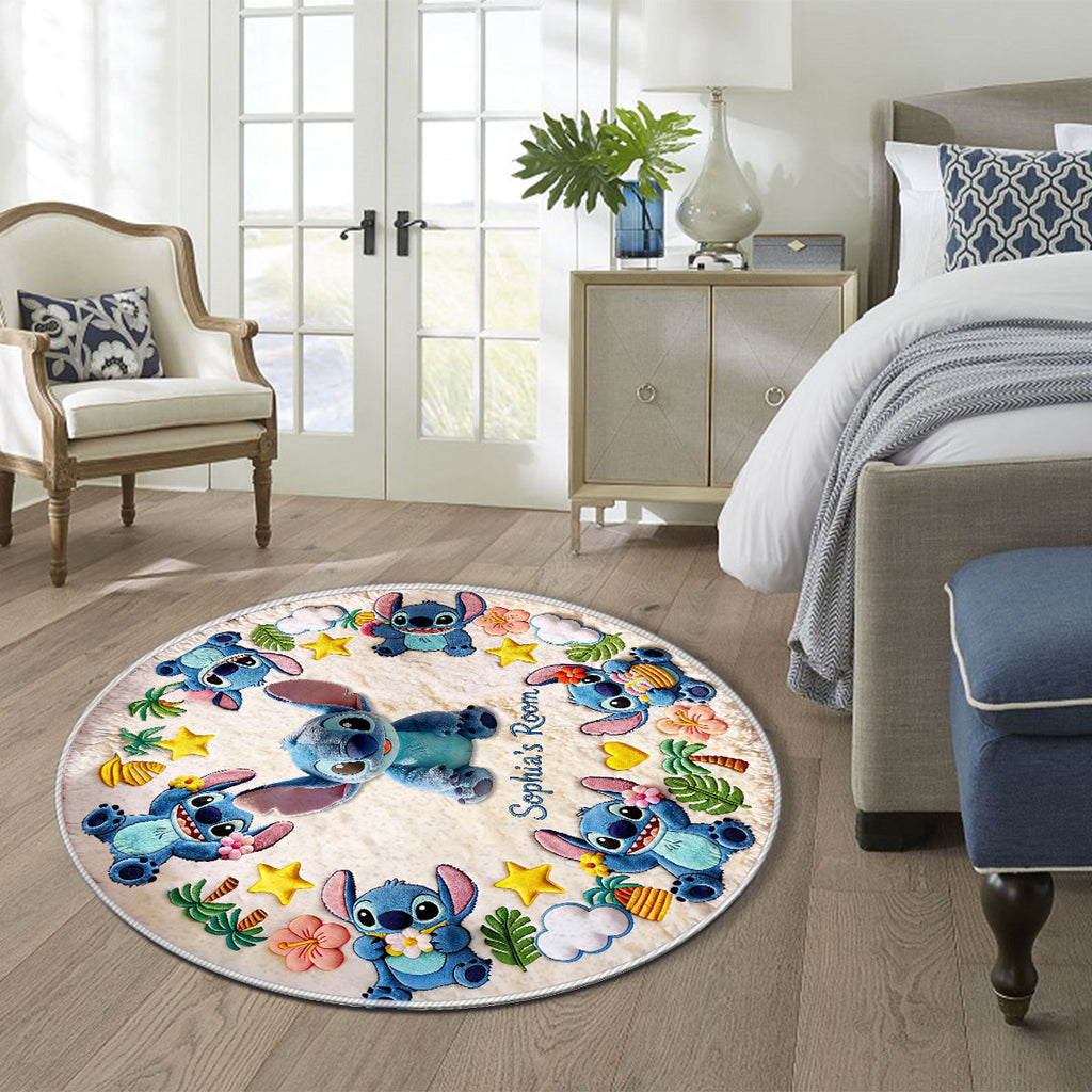 Personalized Non-Slip Tufted Rug with Stitch Design for Kids Room Non-Slip Tufted Rug GradoCreations