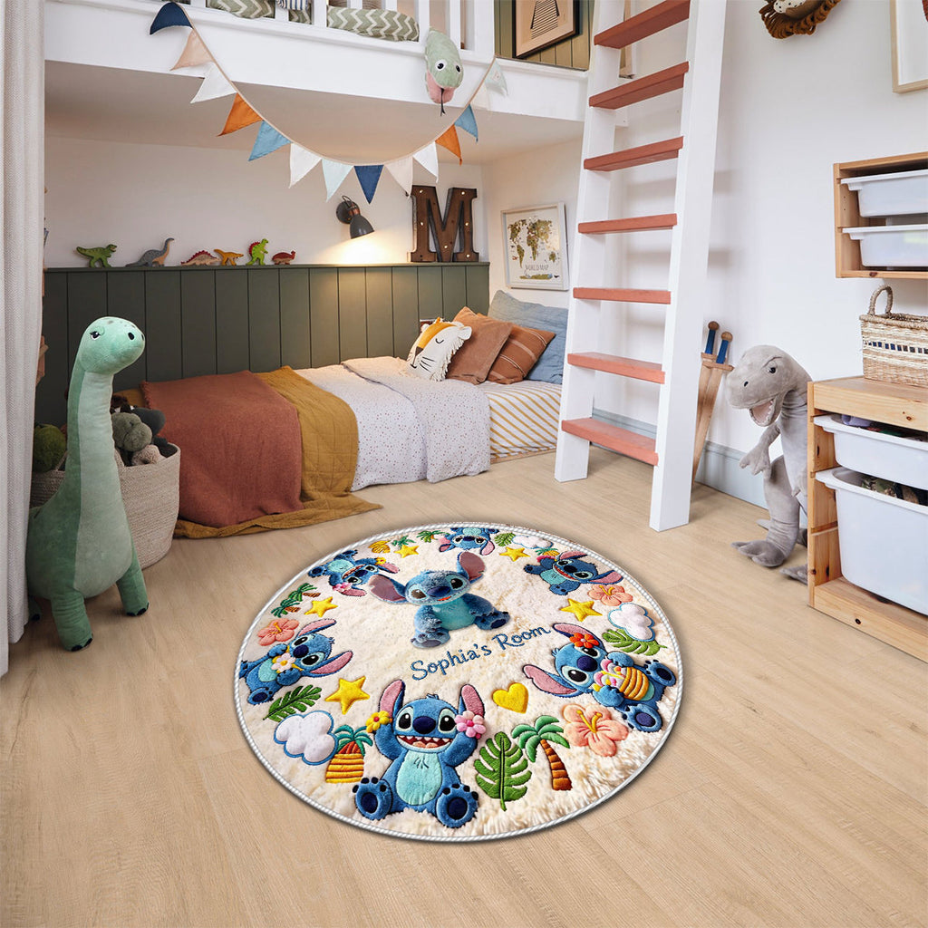 Personalized Non-Slip Tufted Rug with Stitch Design for Kids Room Non-Slip Tufted Rug GradoCreations