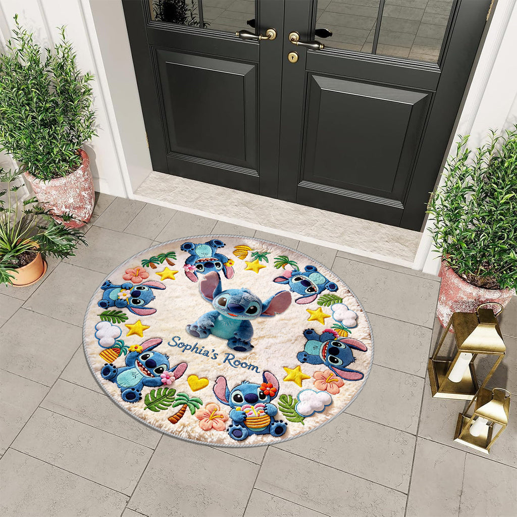 Personalized Non-Slip Tufted Rug with Stitch Design for Kids Room Non-Slip Tufted Rug GradoCreations
