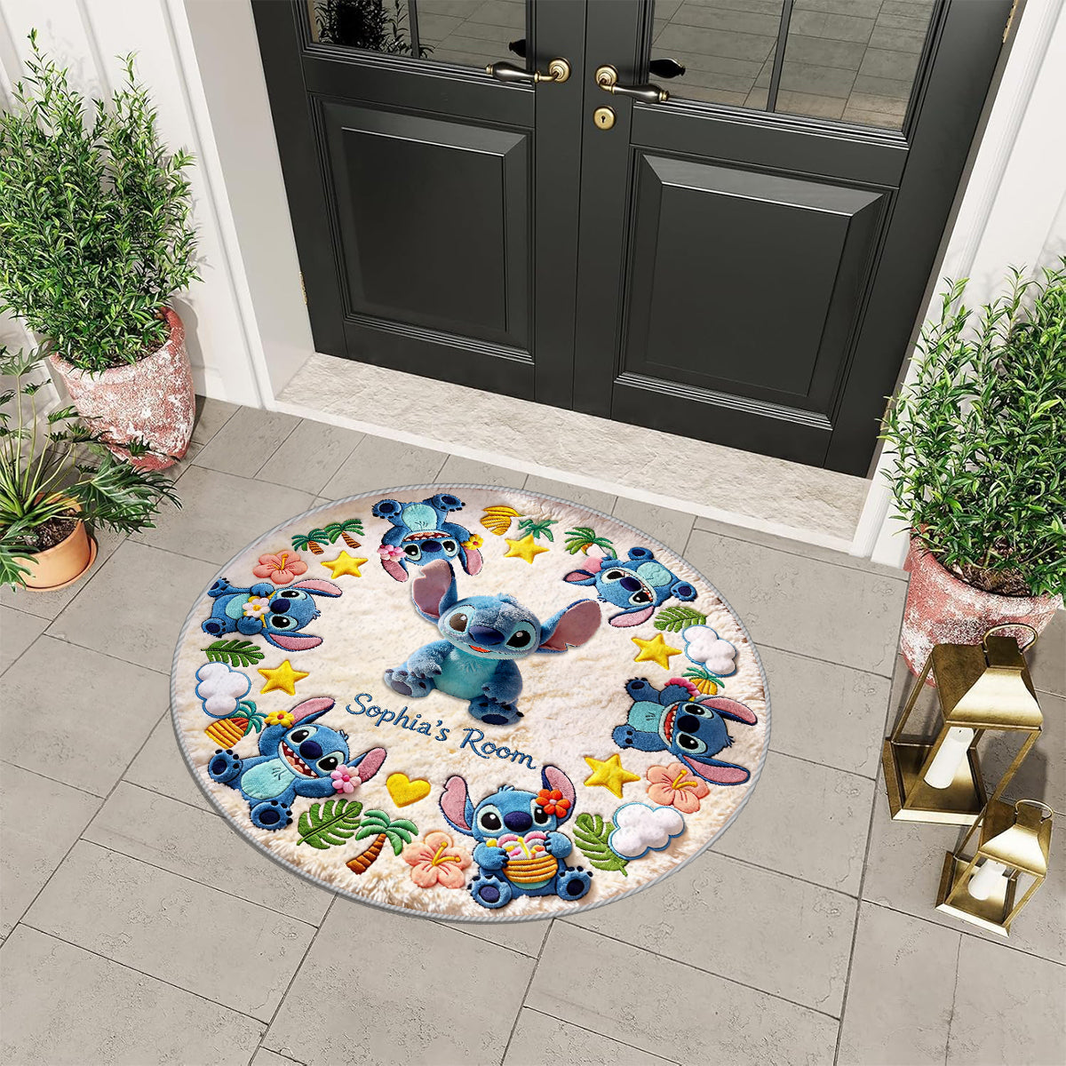 Personalized Non-Slip Tufted Rug with Stitch Design for Kids Room Non-Slip Tufted Rug GradoCreations
