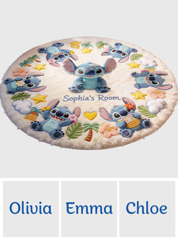Personalized Non-Slip Tufted Rug with Stitch Design for Kids Room Non-Slip Tufted Rug GradoCreations