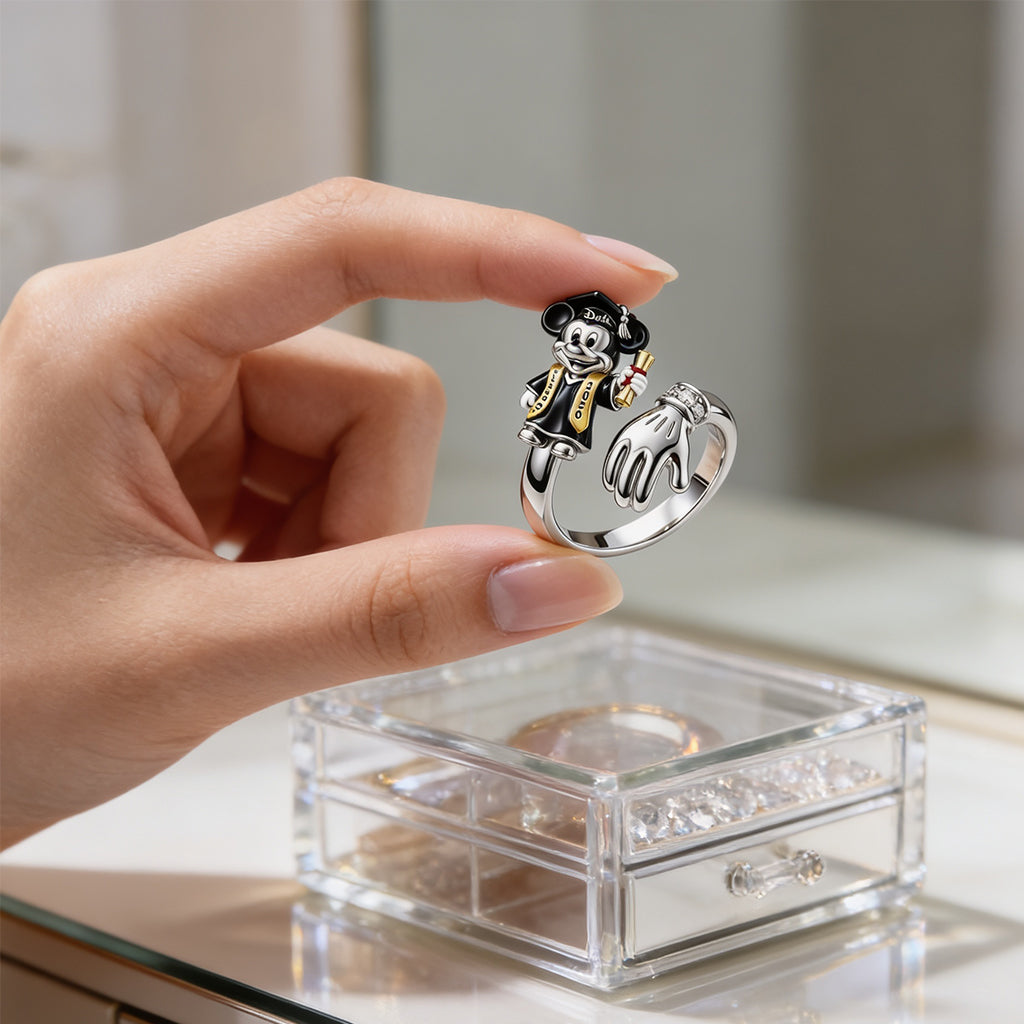 Personalized Magical Mouse Graduate Adjustable Ring Gift Adjustable Shaped Ring GradoCreations
