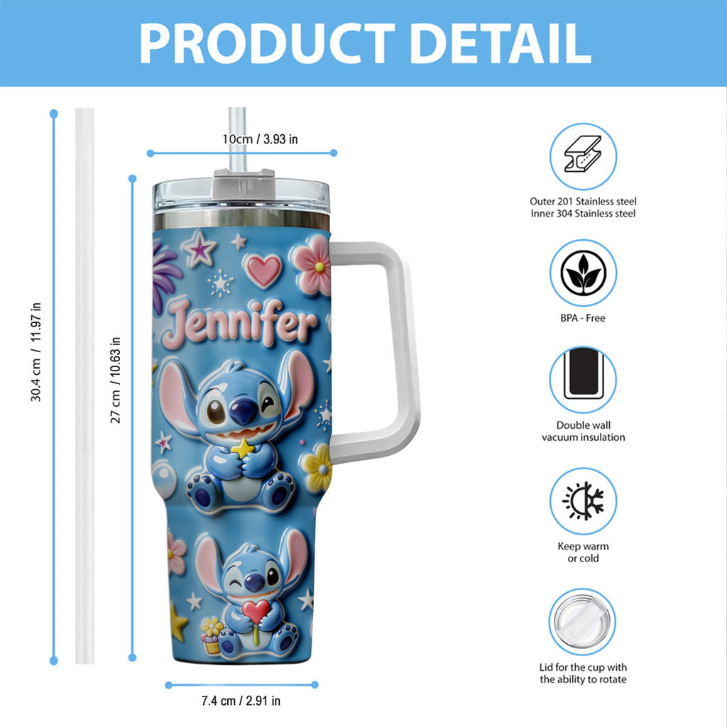 Personalized Ohana Tumbler with Handle Custom Name Gift for Family Tumbler With Handle GradoCreations