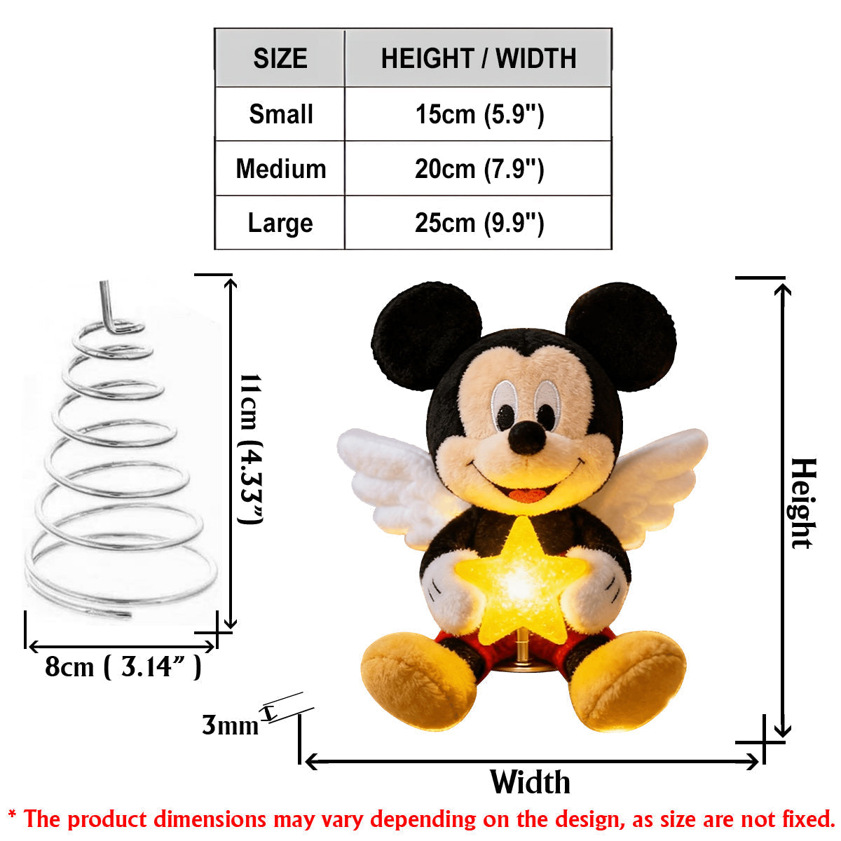 Personalized Mickey Mouse LED Light Tree Topper Holiday Decor LED Light Tree Topper GradoCreations