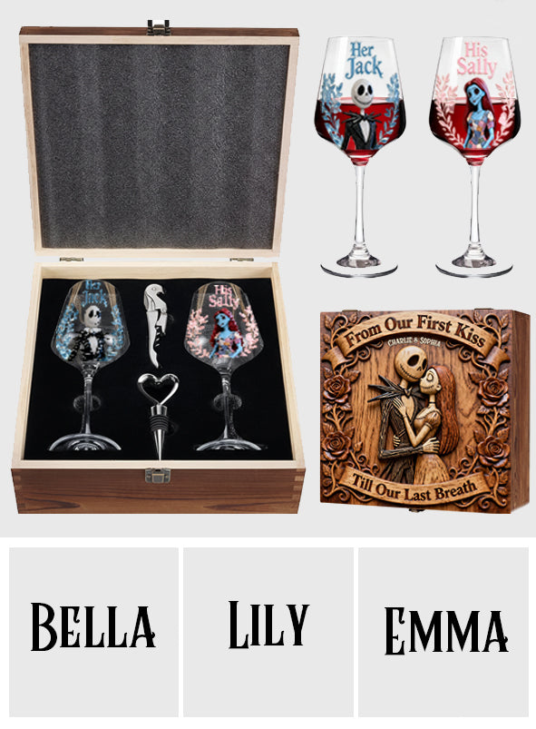 Personalized Wine Glass Set with Wooden Box for Couples Gift Wine Glasses Set With Wooden Box GradoCreations