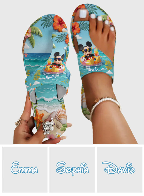 Personalized Summer Vibes Mouse Ears Open Toe Sandals for Women Open Toe Sandals GradoCreations