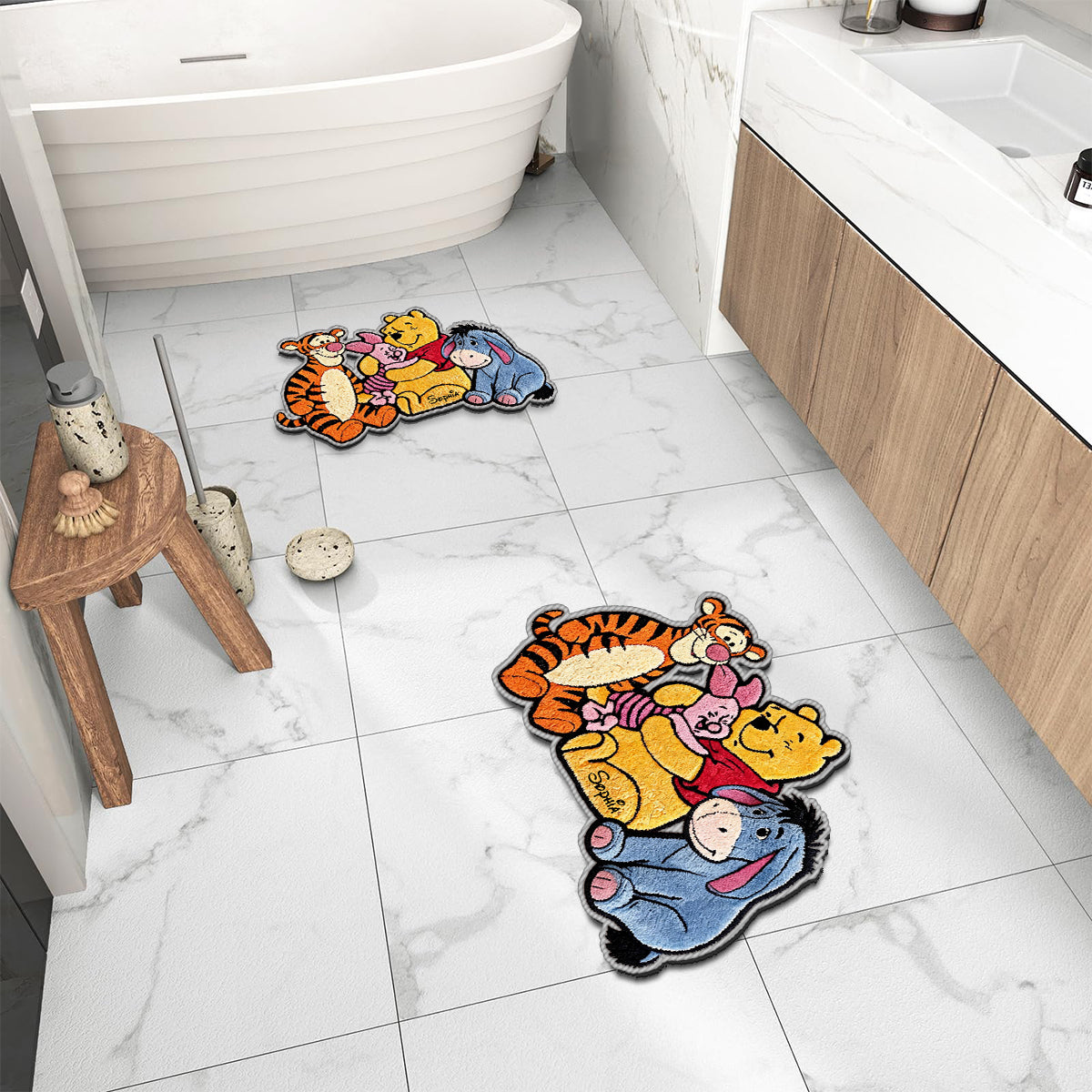 Personalized Kids Non-Slip Tufted Rug with Pooh and Friends Non-Slip Tufted Rug GradoCreations