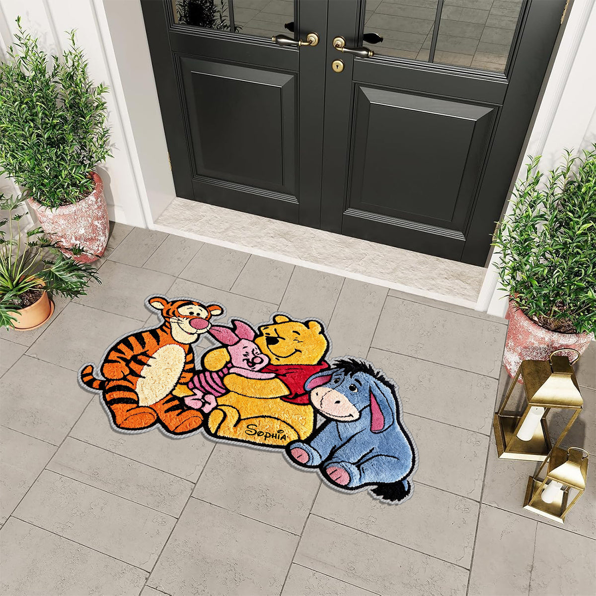 Personalized Kids Non-Slip Tufted Rug with Pooh and Friends Non-Slip Tufted Rug GradoCreations