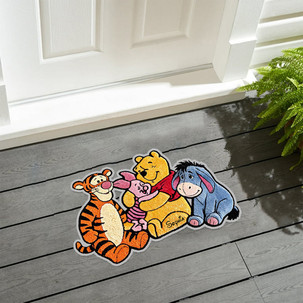 Personalized Kids Non-Slip Tufted Rug with Pooh and Friends Non-Slip Tufted Rug GradoCreations