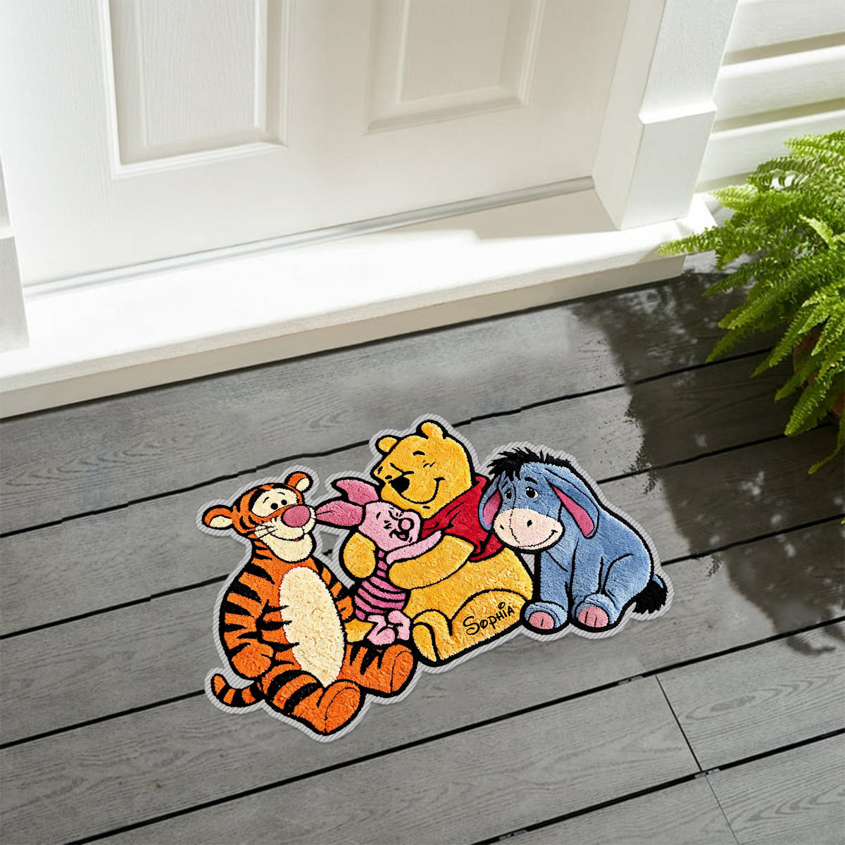 Personalized Kids Non-Slip Tufted Rug with Pooh and Friends Non-Slip Tufted Rug GradoCreations