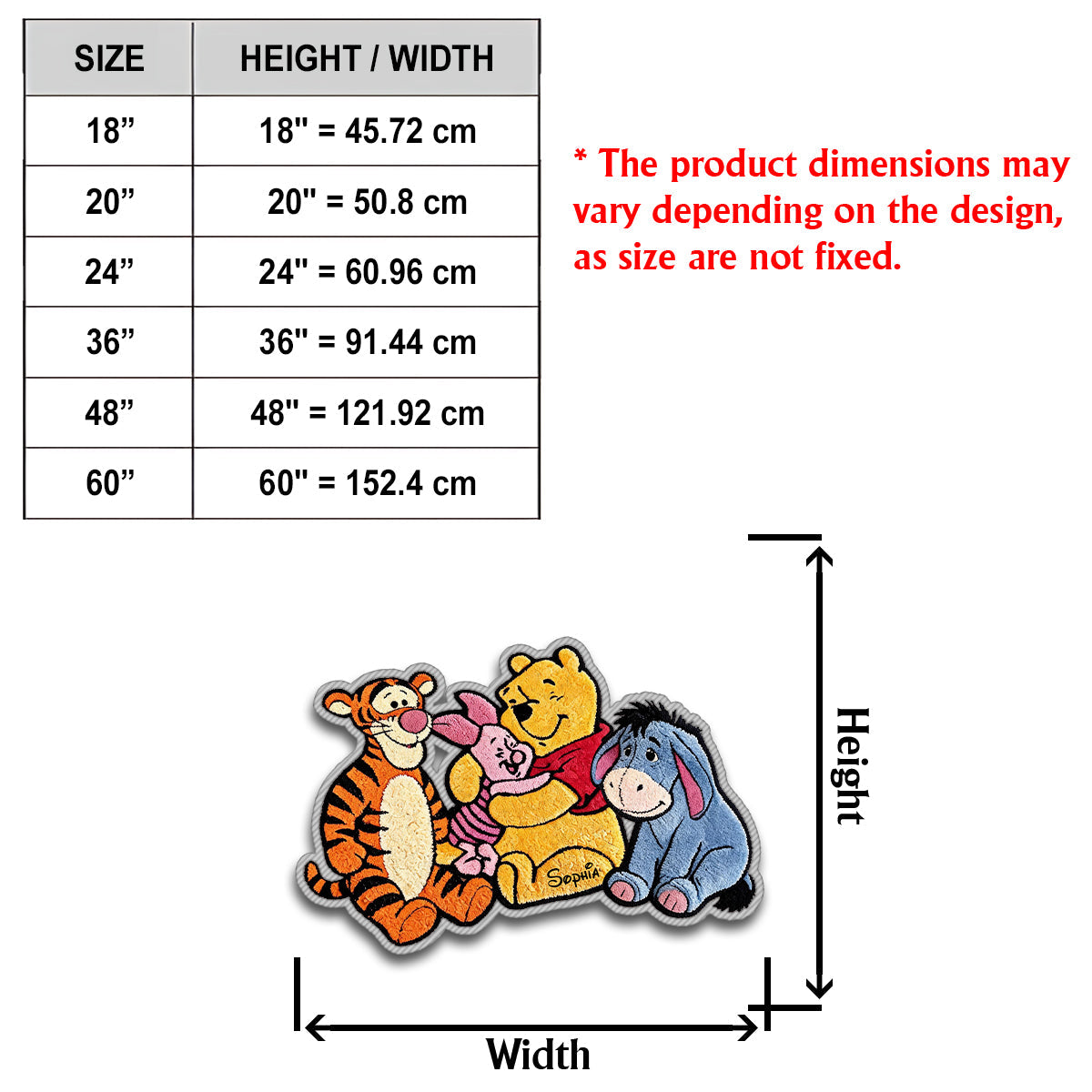 Personalized Kids Non-Slip Tufted Rug with Pooh and Friends Non-Slip Tufted Rug GradoCreations