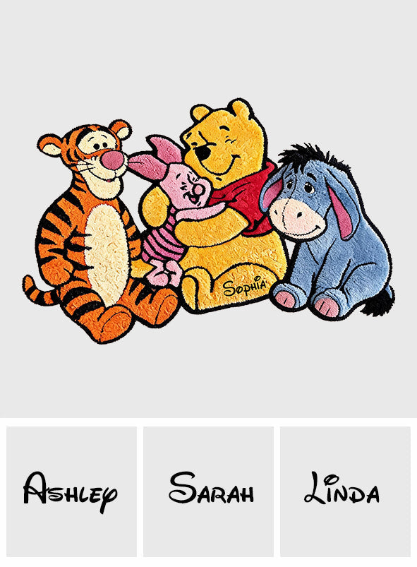 Personalized Kids Non-Slip Tufted Rug with Pooh and Friends Non-Slip Tufted Rug GradoCreations