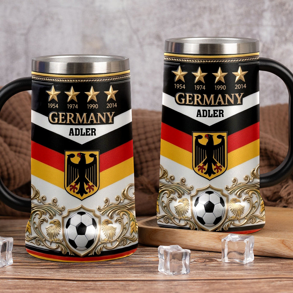 Personalized Germany Football Beer Stein Custom Name Gift for Sports Fans