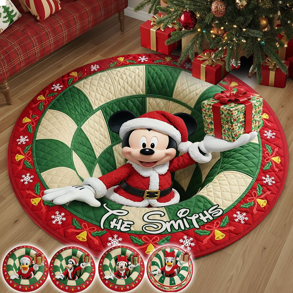 Personalized Merry Christmas Round Rug with Custom Name for Home Decor Round Rug GradoCreations