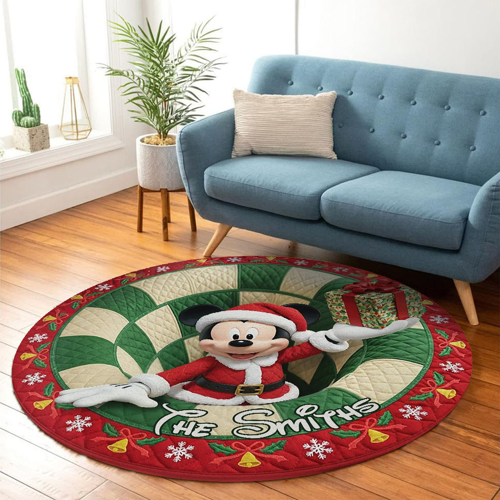 Personalized Merry Christmas Round Rug with Custom Name for Home Decor Round Rug GradoCreations