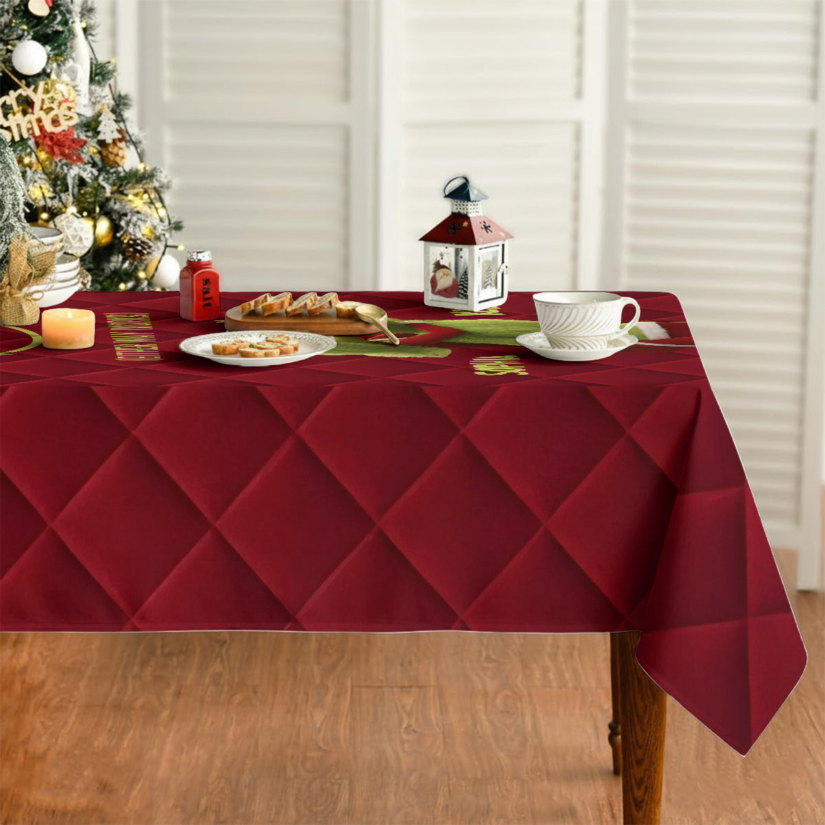 Personalized Christmas Tablecloth with Custom Names for Holiday Decor Table Cloth Cover GradoCreations