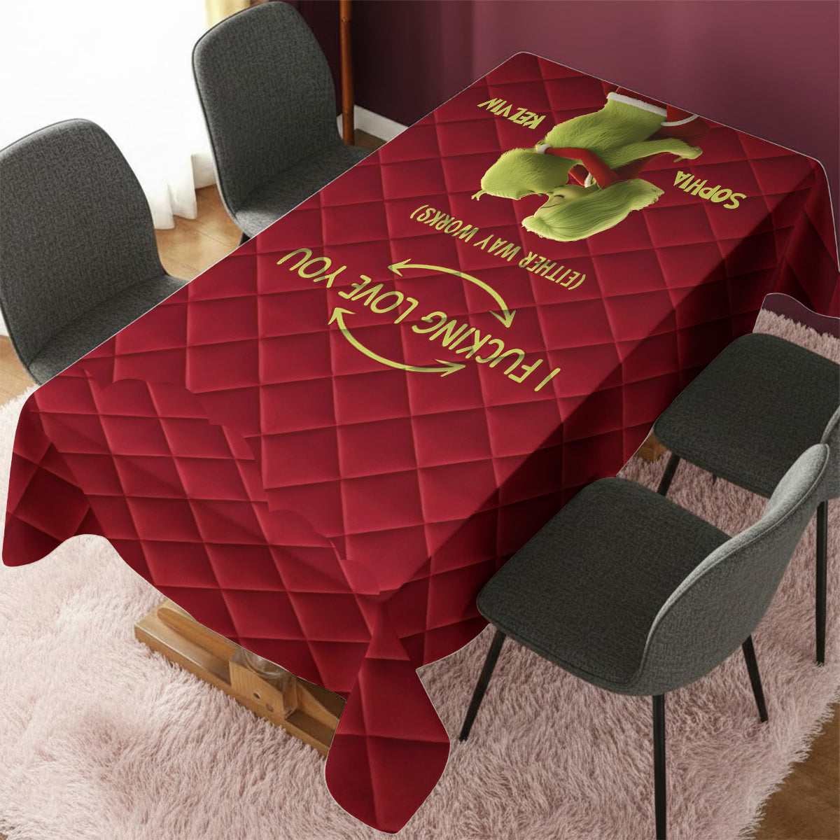 Personalized Christmas Tablecloth with Custom Names for Holiday Decor Table Cloth Cover GradoCreations
