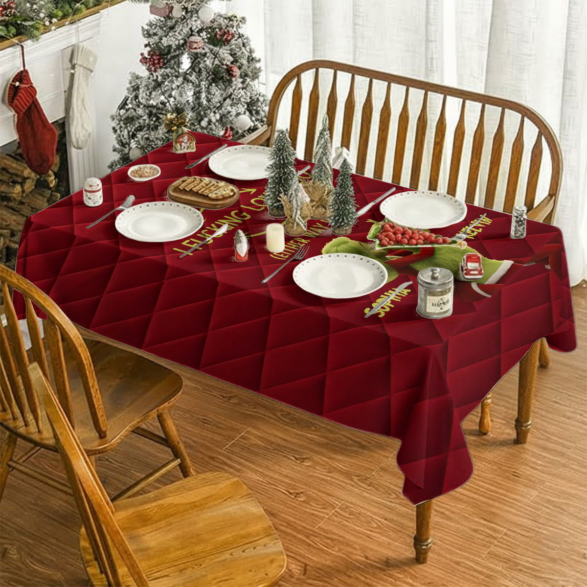 Personalized Christmas Tablecloth with Custom Names for Holiday Decor Table Cloth Cover GradoCreations