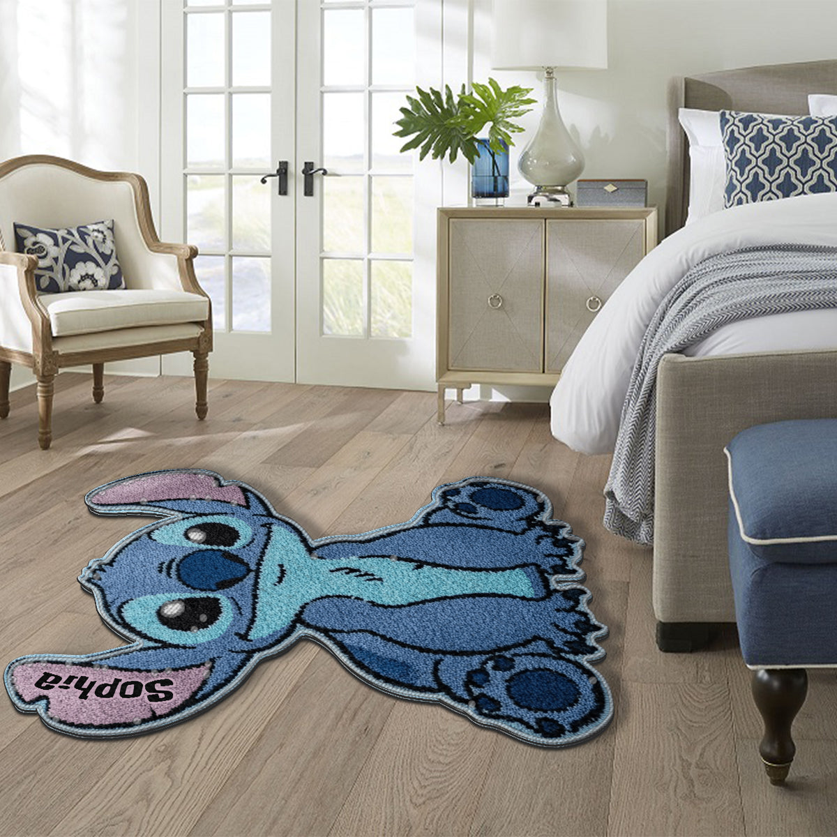 Personalized Blue Alien Tufted Rug Custom Family Gift for Kids Tufted Rug GradoCreations