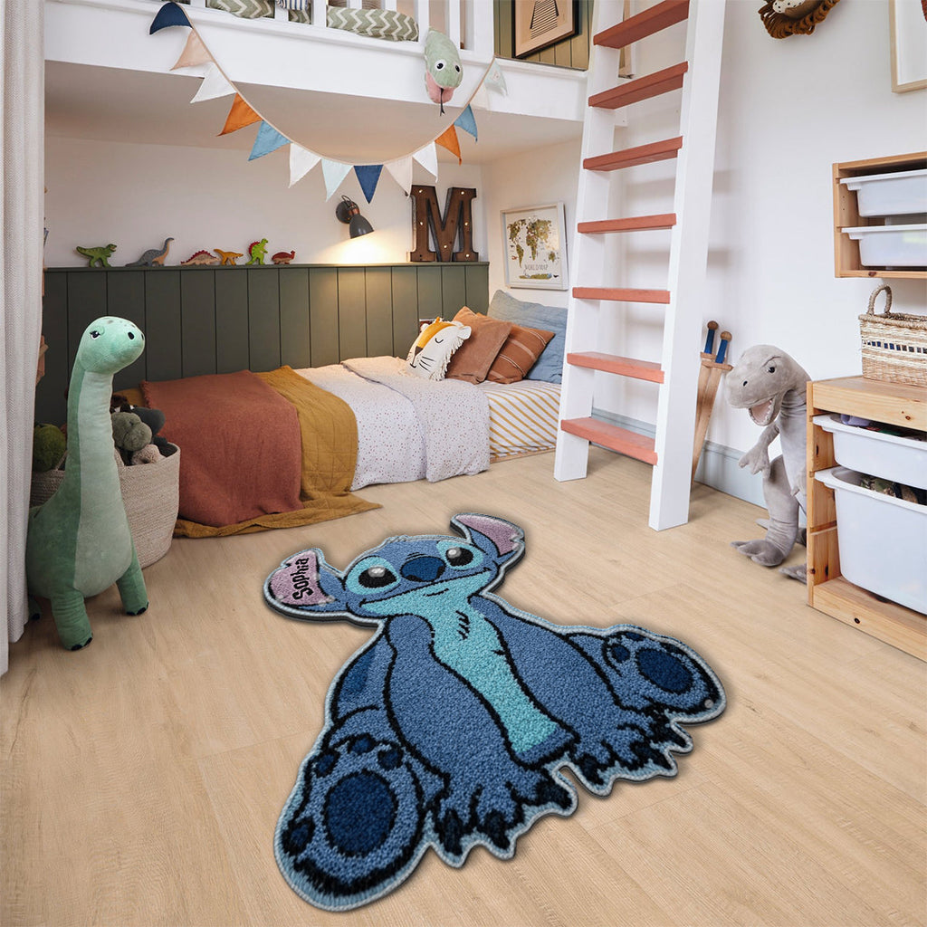 Personalized Blue Alien Tufted Rug Custom Family Gift for Kids Tufted Rug GradoCreations