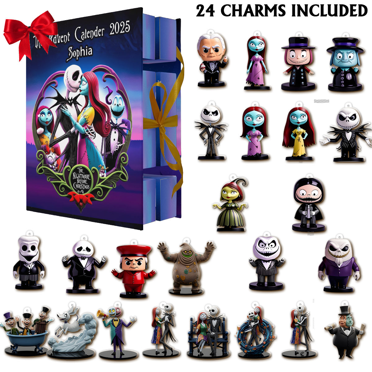 Personalized Nightmare Before Christmas Folded Advent Calendar with Ornaments Folded Advent Calendar With Ornaments GradoCreations
