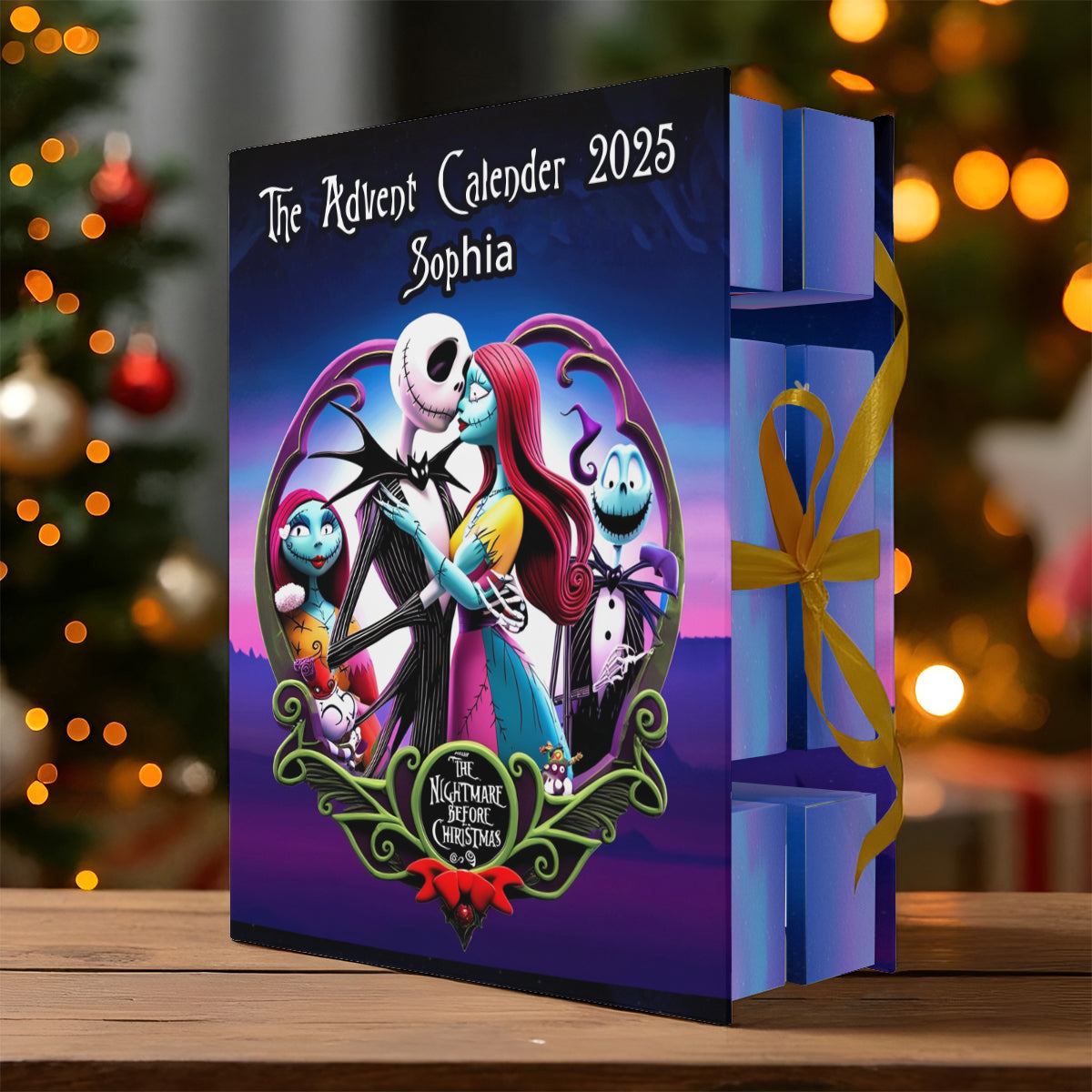 Personalized Nightmare Before Christmas Folded Advent Calendar with Ornaments Folded Advent Calendar With Ornaments GradoCreations