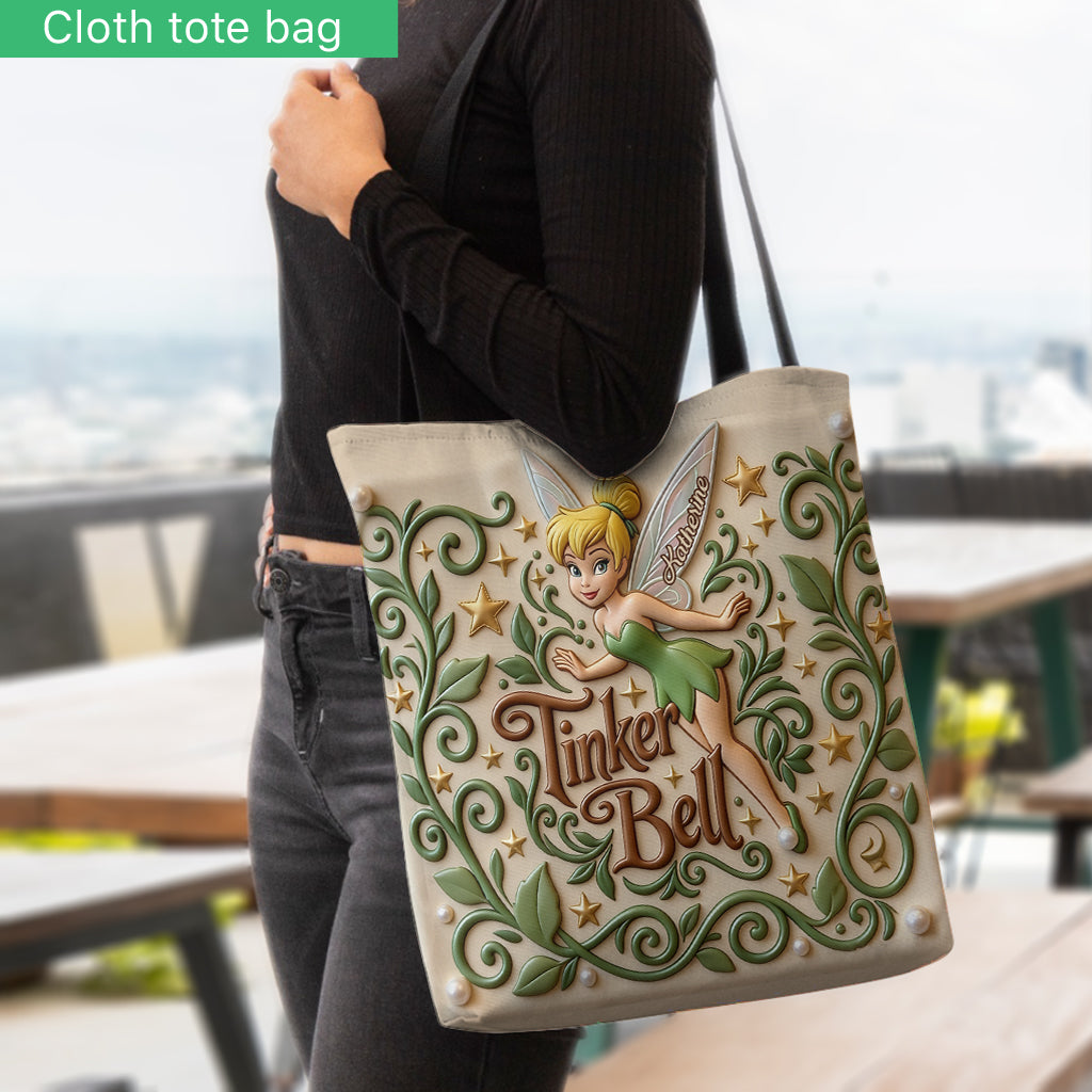 Personalized Tinkerbell Tote Bag Custom Name Gift for Her Tote Bag GradoCreations