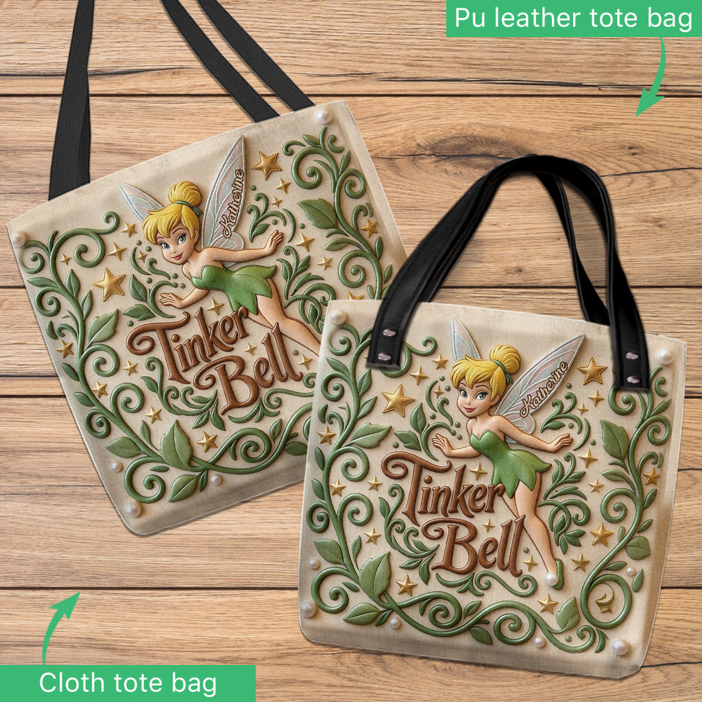 Personalized Tinkerbell Tote Bag Custom Name Gift for Her Tote Bag GradoCreations