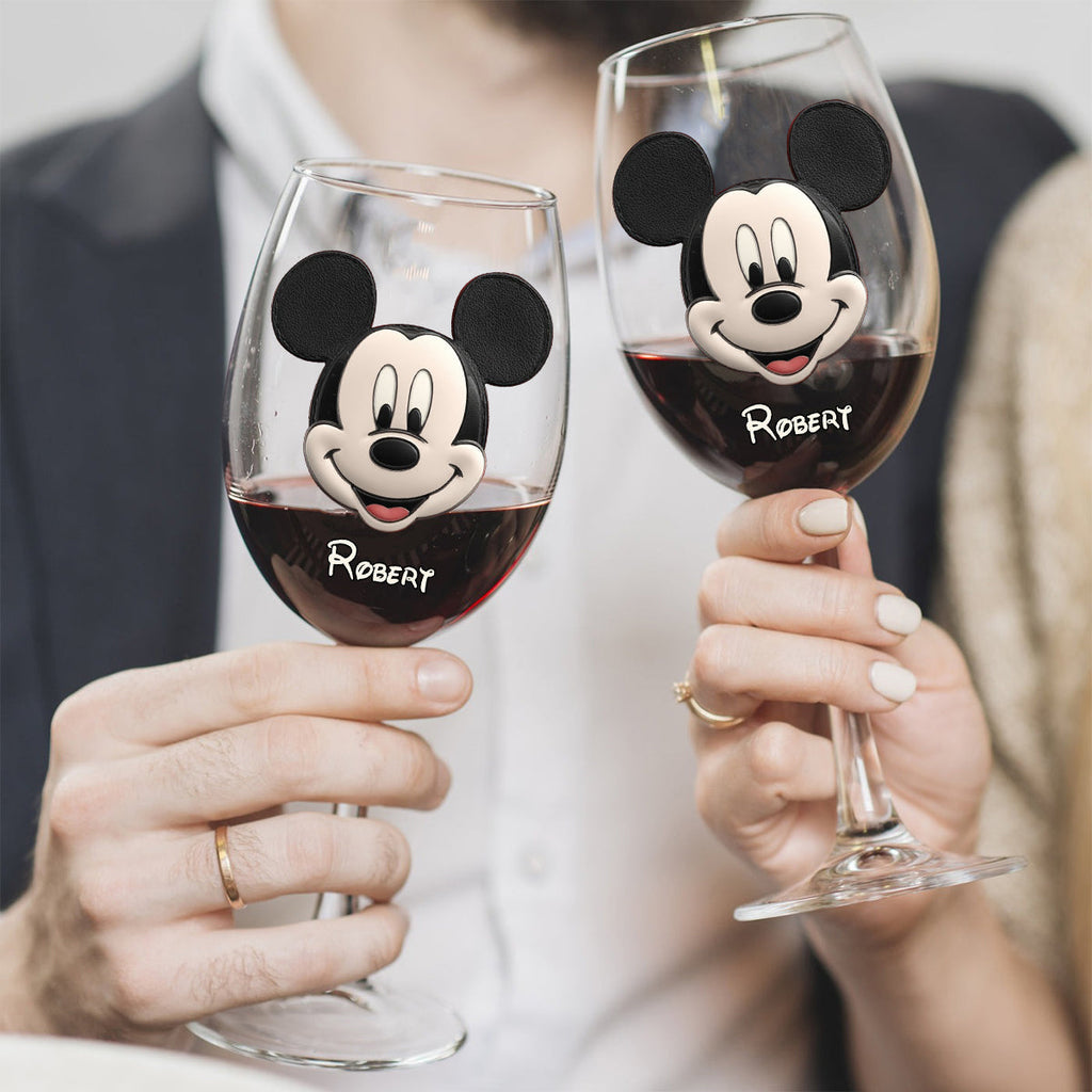 Personalized Mouse Wine Glass with Long Stem Custom Name Gift Wine Glass With Long Stem GradoCreations