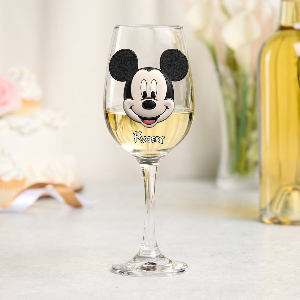 Personalized Mouse Wine Glass with Long Stem Custom Name Gift Wine Glass With Long Stem GradoCreations
