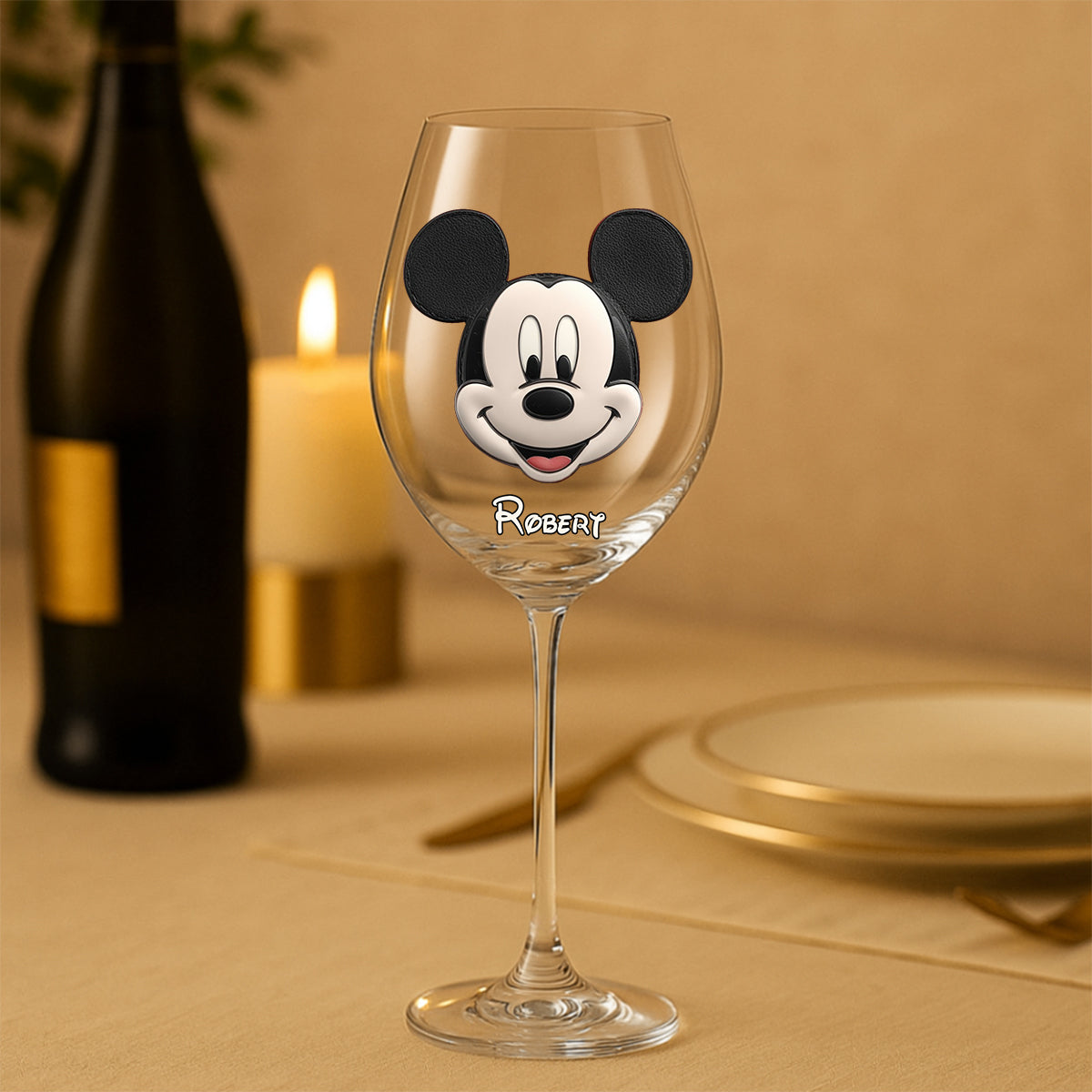 Personalized Mouse Wine Glass with Long Stem Custom Name Gift Wine Glass With Long Stem GradoCreations